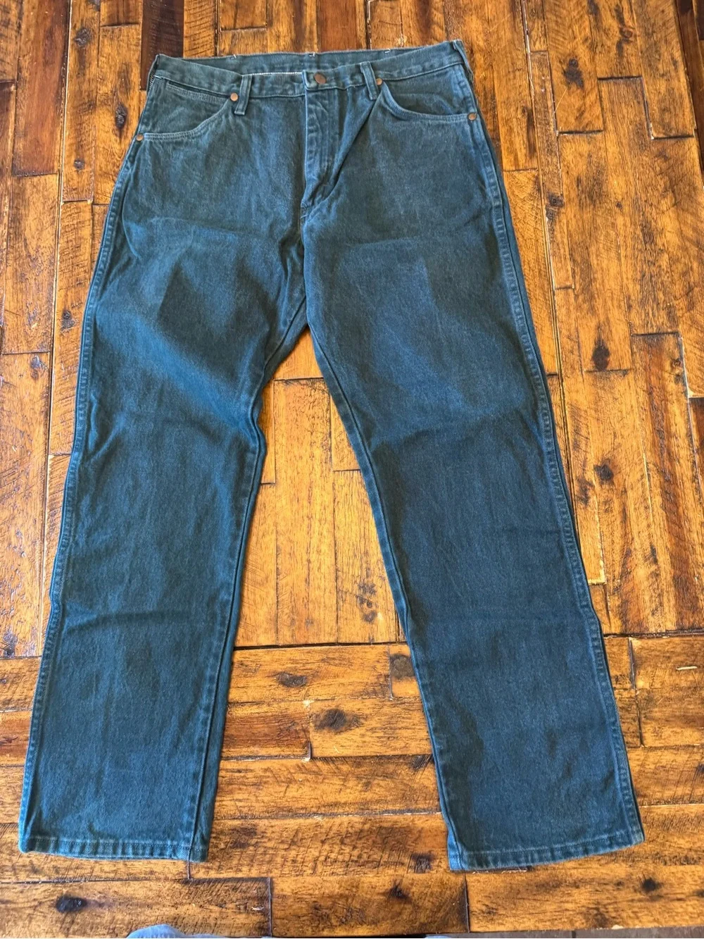 Vintage Wrangler Men's Dark Green Straight Leg Jeans